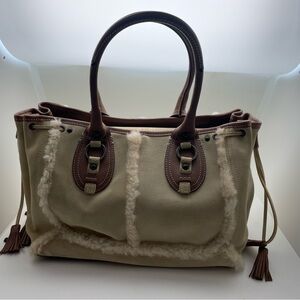 Banana Republic Suede and Shearling Tote Bag Purse